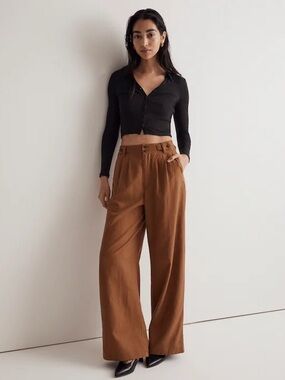 Madewell The Harlow Wide-Leg Pant in Acorn size 10